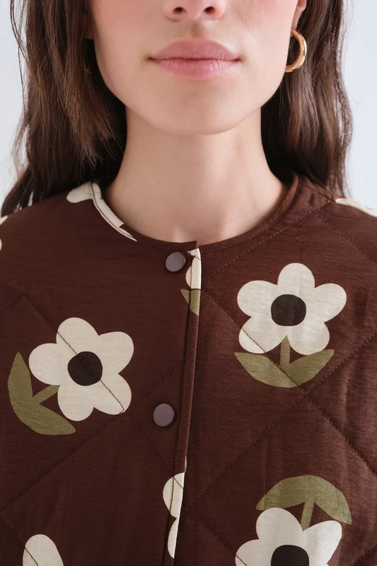 Veste ODETTE fleurs chocolat