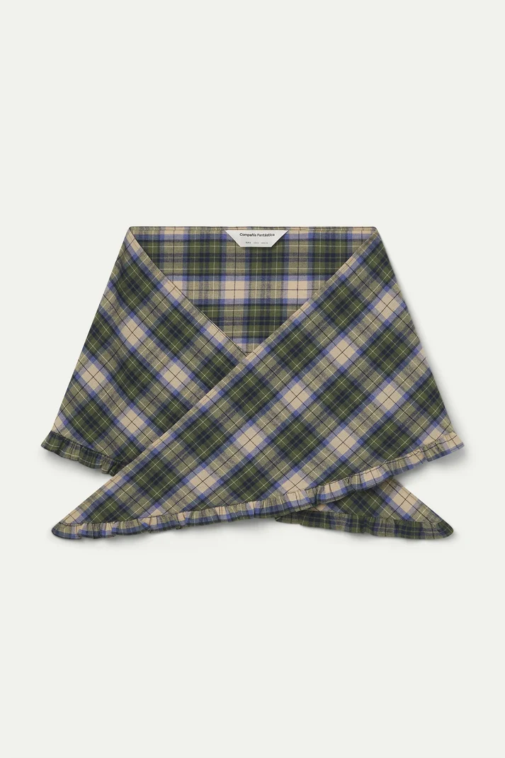 Foulard OLYMPE triangle carreaux vert