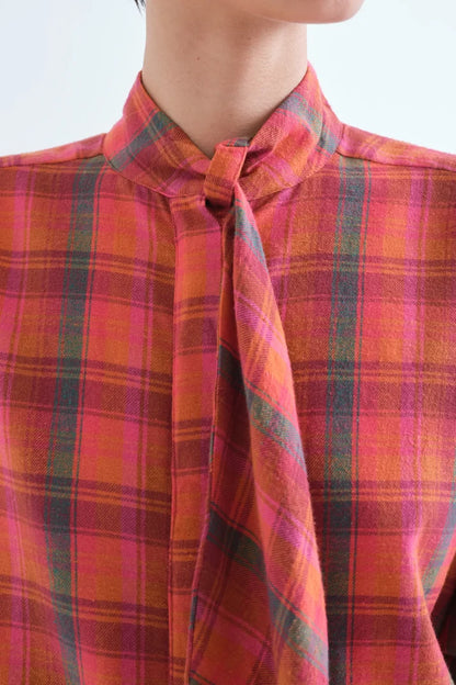Chemisier ROSIE carreaux rose/rouge