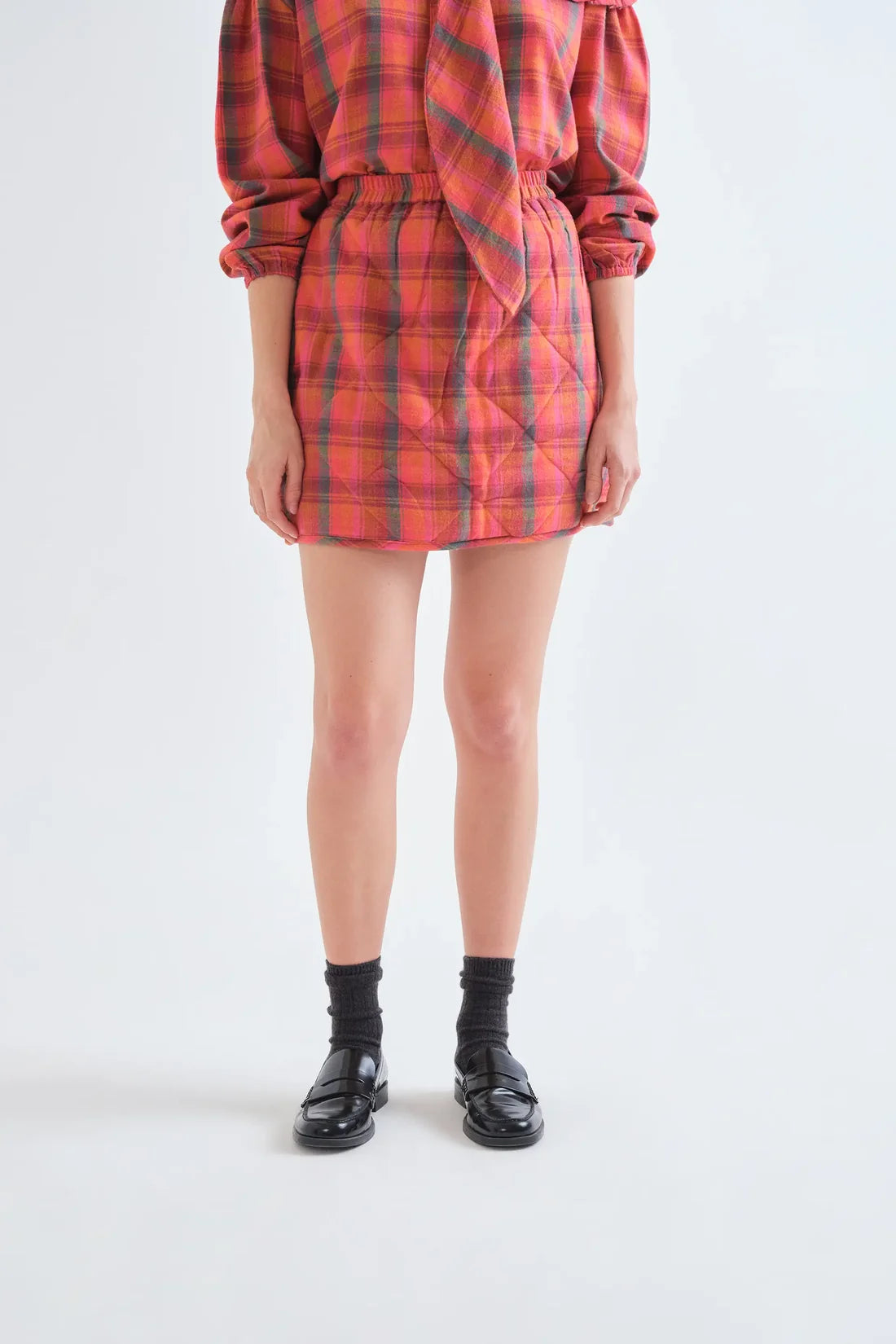 Jupe CERISE carreaux rose/rouge