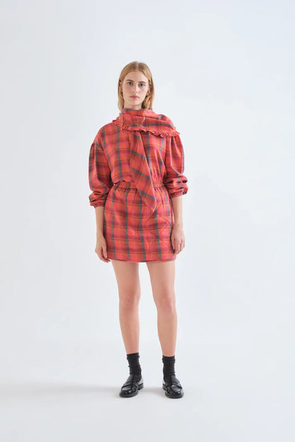 Jupe CERISE carreaux rose/rouge