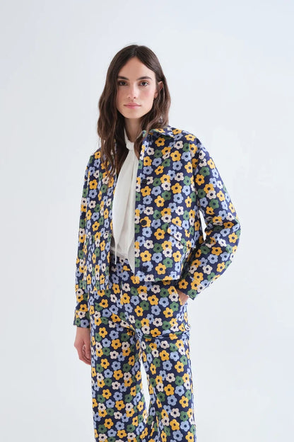 Veste ADÈLE fleurs bleu/vert