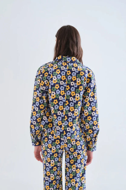 Veste ADÈLE fleurs bleu/vert