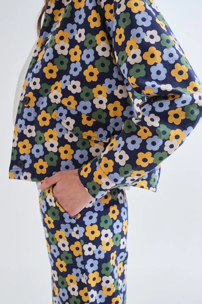 Veste ADÈLE fleurs bleu/vert