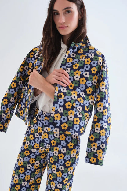 Veste ADÈLE fleurs bleu/vert