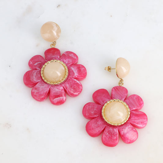 Boucles FLEURIA roses