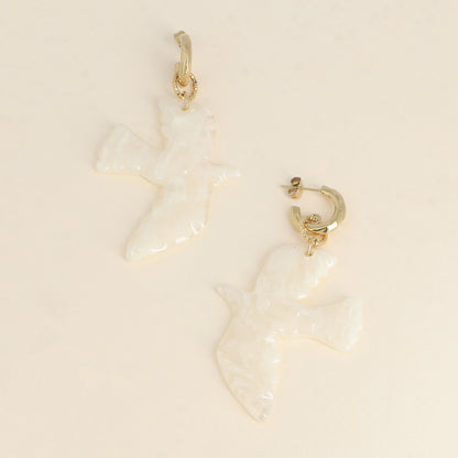 Boucles d'oreilles OISEAU blanches