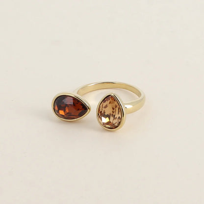 Bague LOUISE double gouttes marron