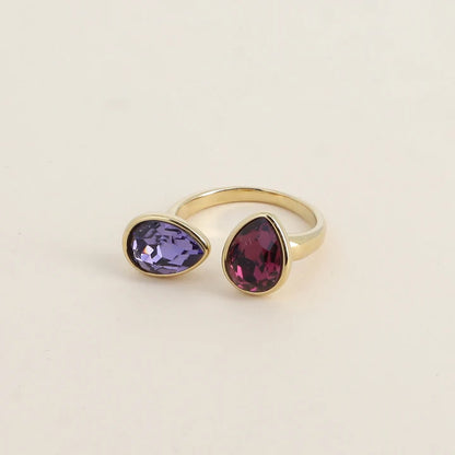 Bague LOUISE double gouttes violettes