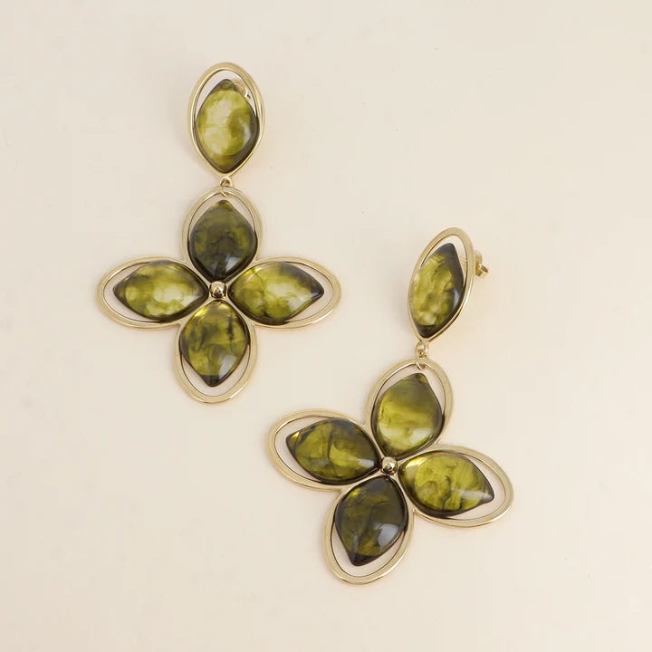 Boucles d'oreilles ZÉLIE trèfles vertes