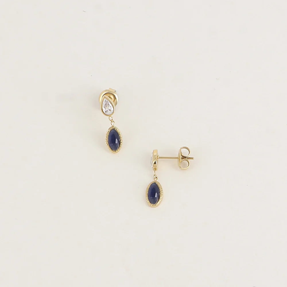 Boucles d'oreilles LOU ovales marine