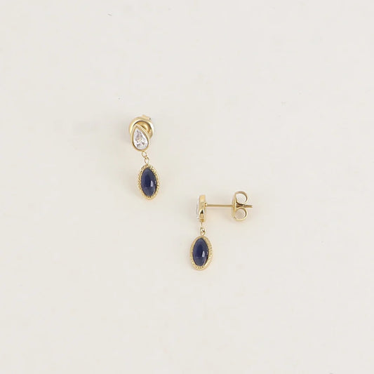 Boucles d'oreilles LOU ovales marine