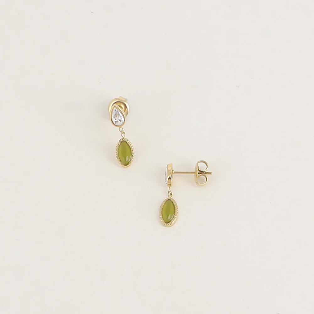 Boucles d'oreilles LOU ovales olive