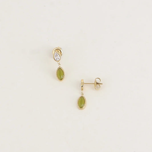 Boucles d'oreilles LOU ovales olive