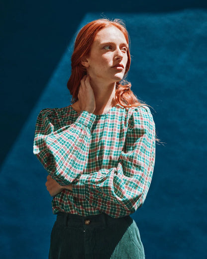 Blouse CHRISTIA tartan vert