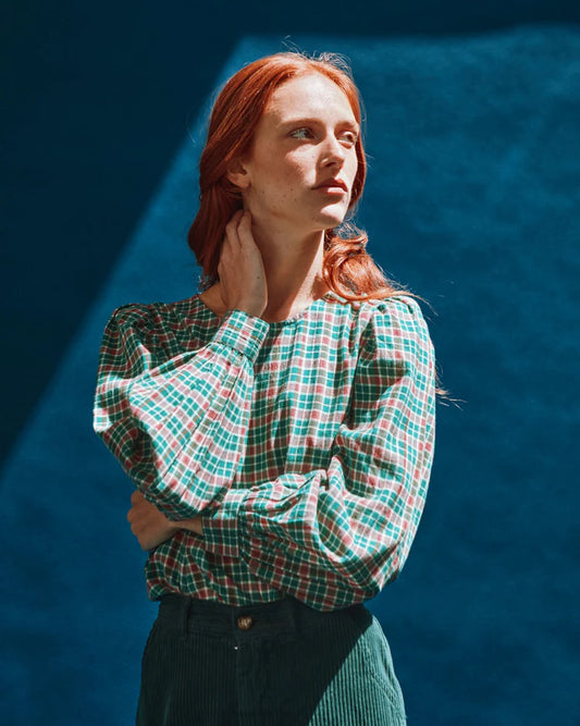 Blouse CHRISTIA tartan vert
