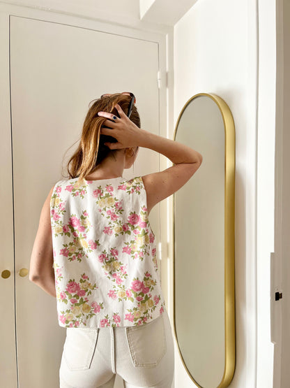 Haut YVONNE fleuri rose
