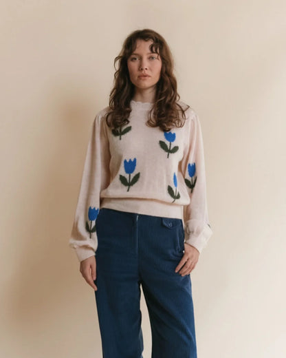 Pull EVA tulipes bleues