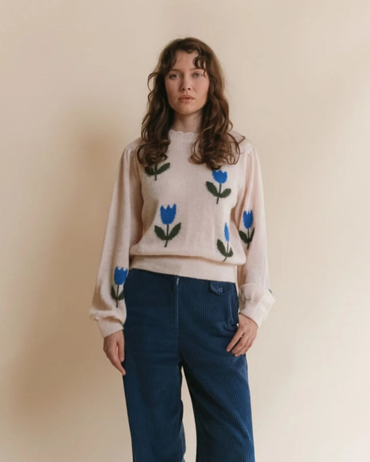 Pull EVA tulipes bleues