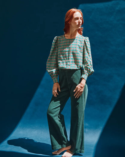 Blouse CHRISTIA tartan vert