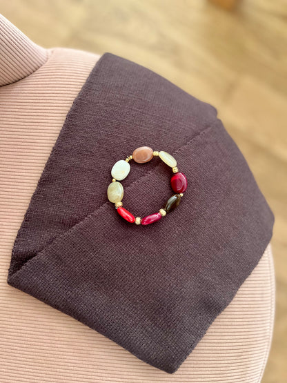 Bracelet IRIS perles ovales rouges