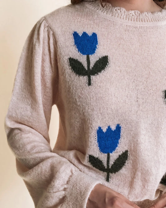 Pull EVA tulipes bleues