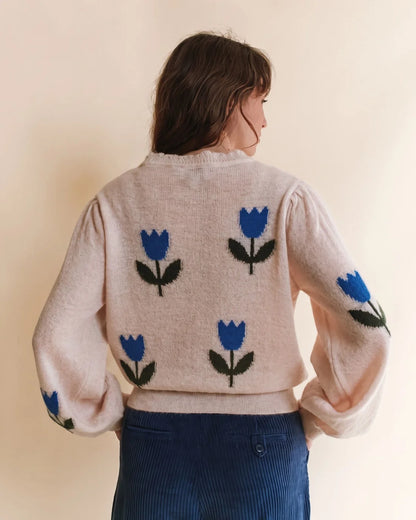 Pull EVA tulipes bleues