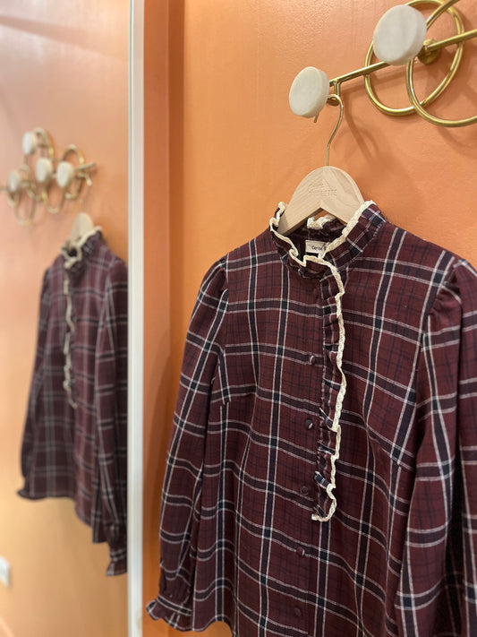 Chemisier MARTIN tartan bordeaux