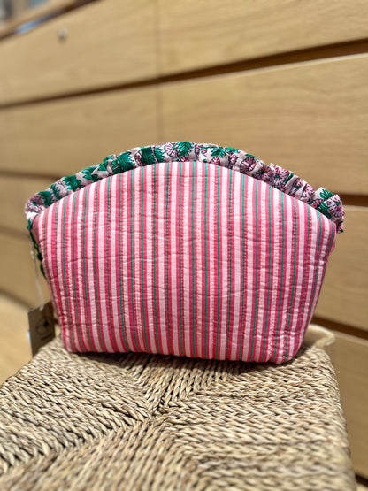 Trousse STRIPE rose/verte