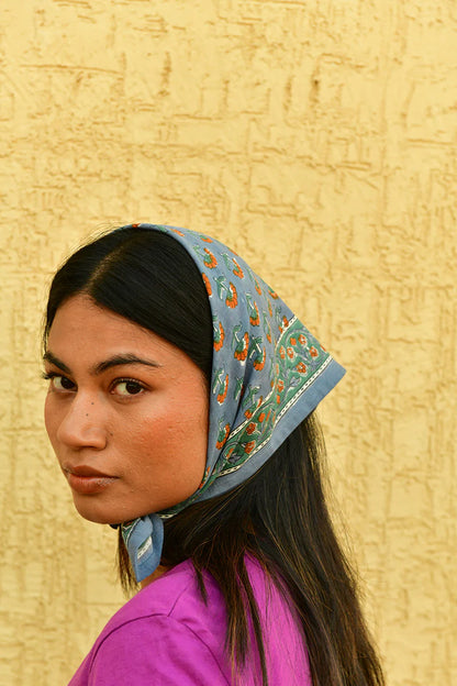 Petit foulard SÉLÉNÉ bleu horizon