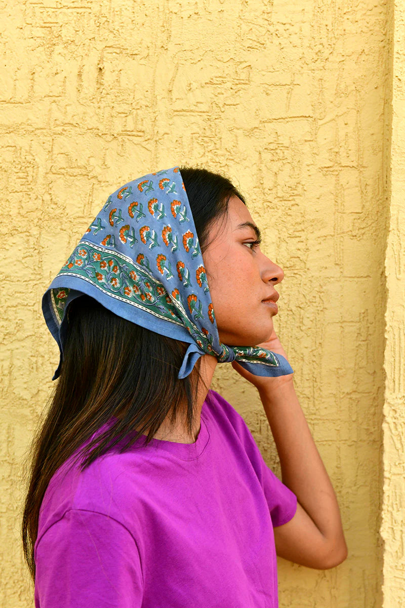 Petit foulard SÉLÉNÉ bleu horizon