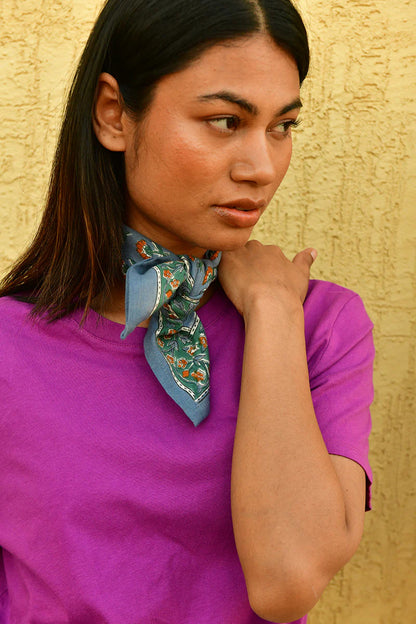 Petit foulard SÉLÉNÉ bleu horizon