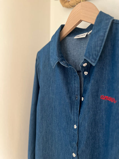 Chemise ERIS denim brodée Amour