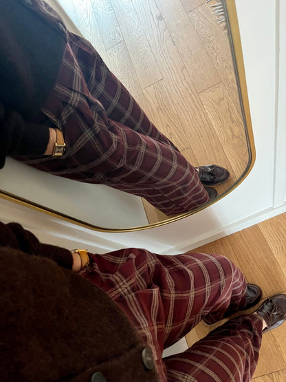 Pantalon ROBBY carreaux bordeaux