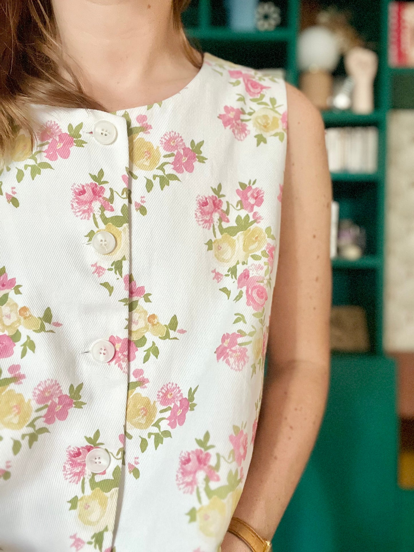 Haut YVONNE fleuri rose