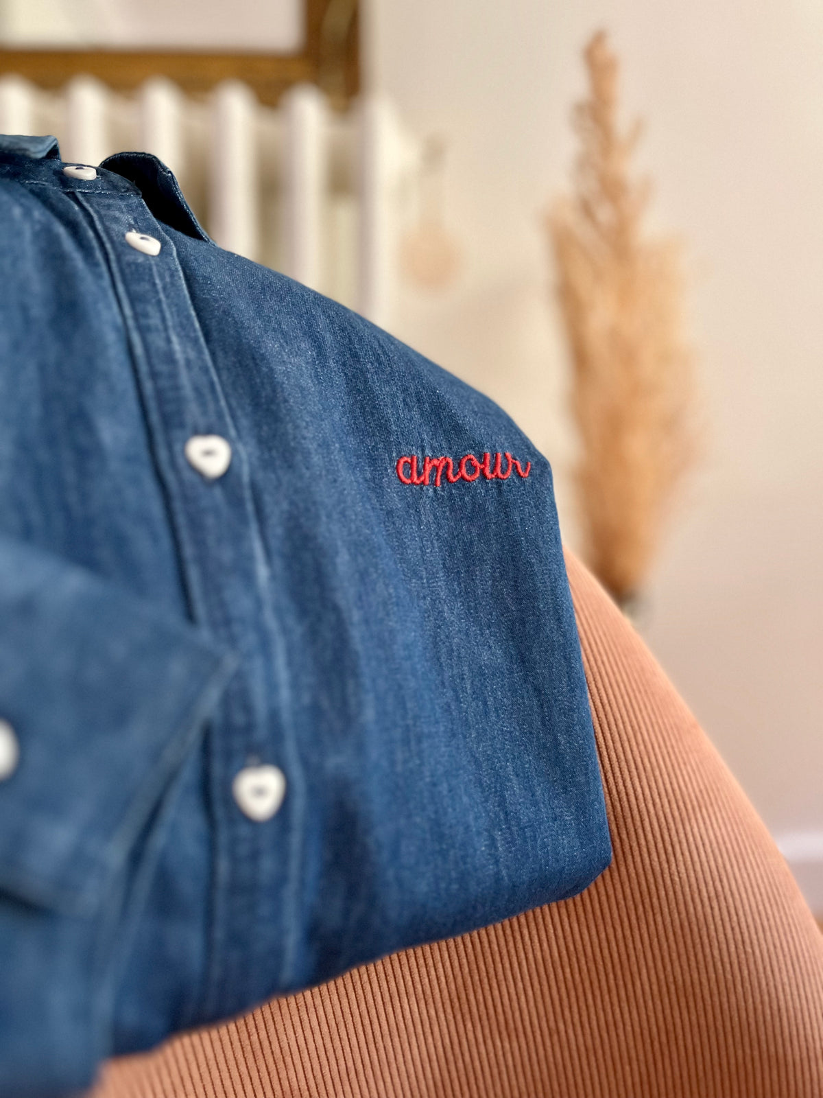 Chemise ERIS denim brodée Amour