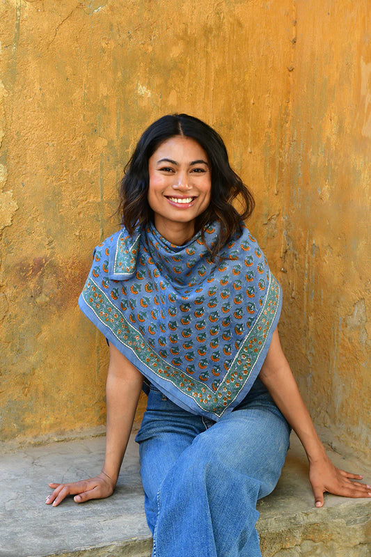 Foulard SÉLÉNÉ bleu horizon