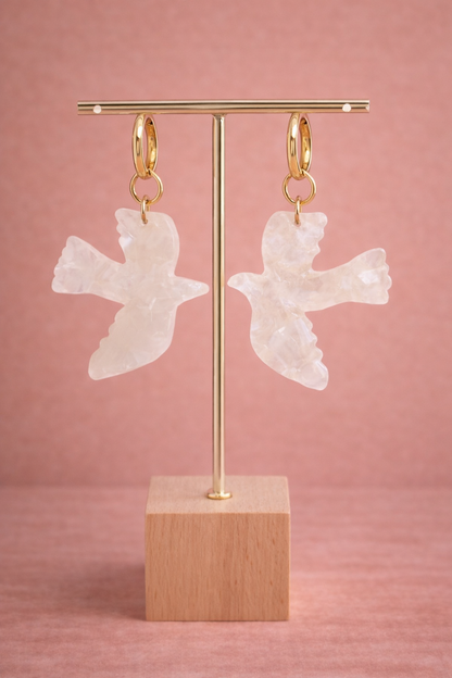 Boucles d'oreilles OISEAU blanches