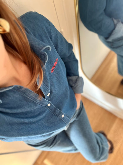 Chemise ERIS denim brodée Amour