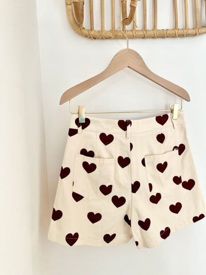 Short CHARLIE coeurs bordeaux