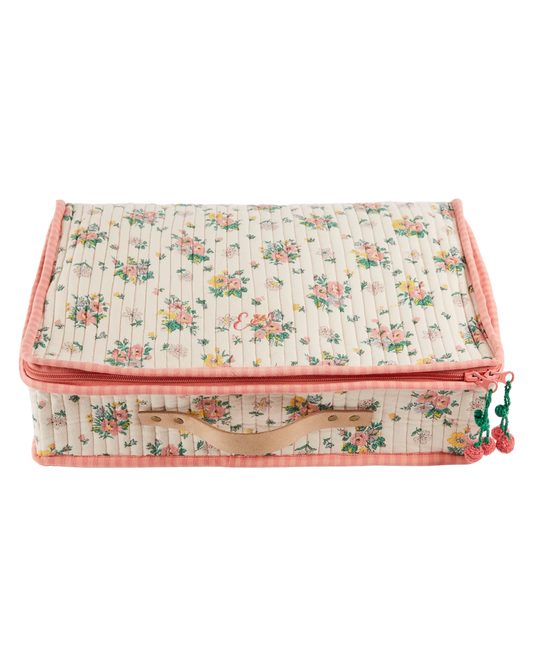 Valise matelassée rose printemps