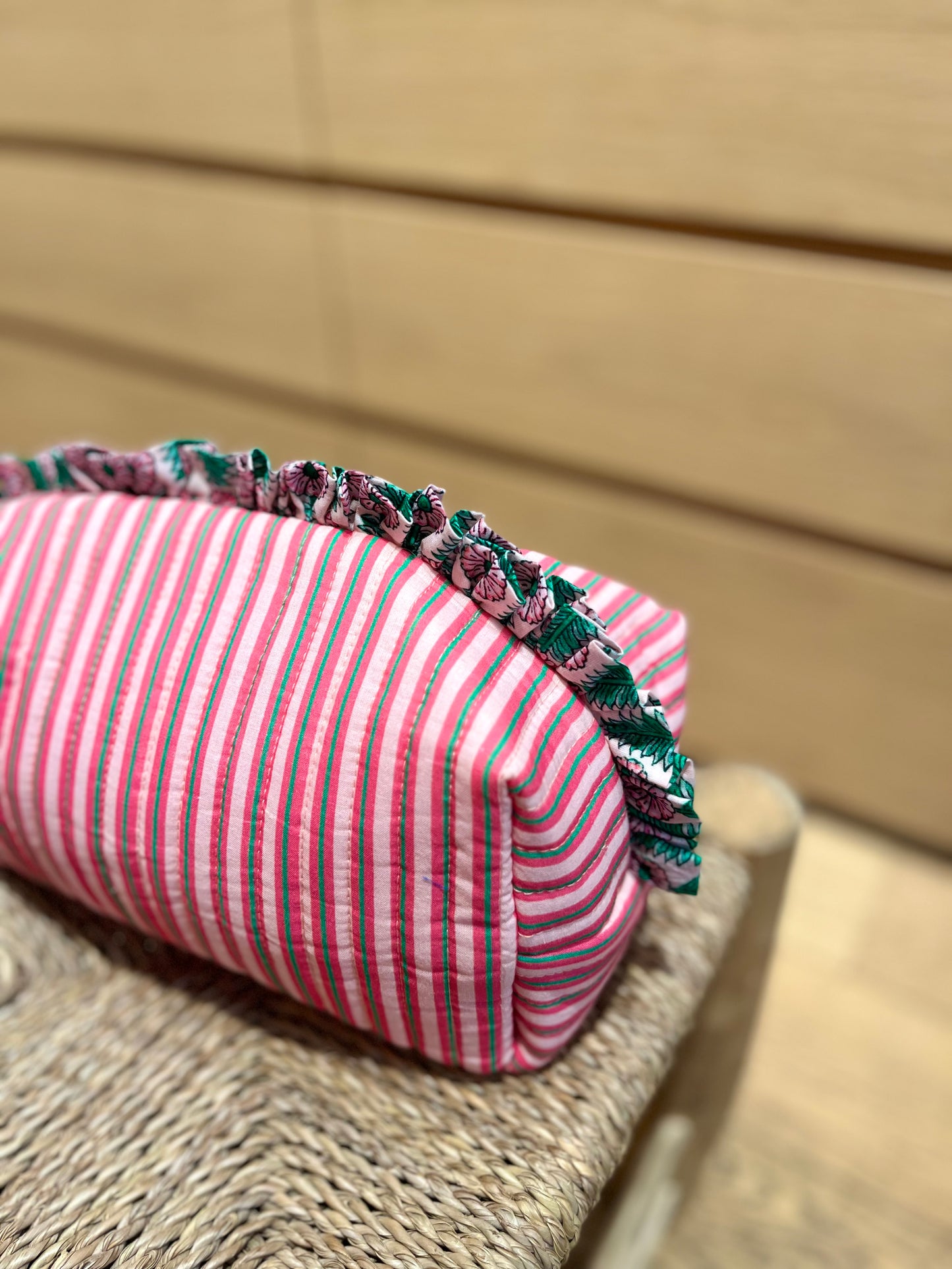 Grande trousse STRIPE rose/verte