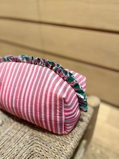Grande trousse STRIPE rose/verte