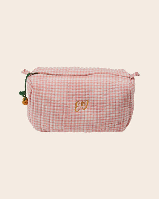 Trousse de toilette vichy rose