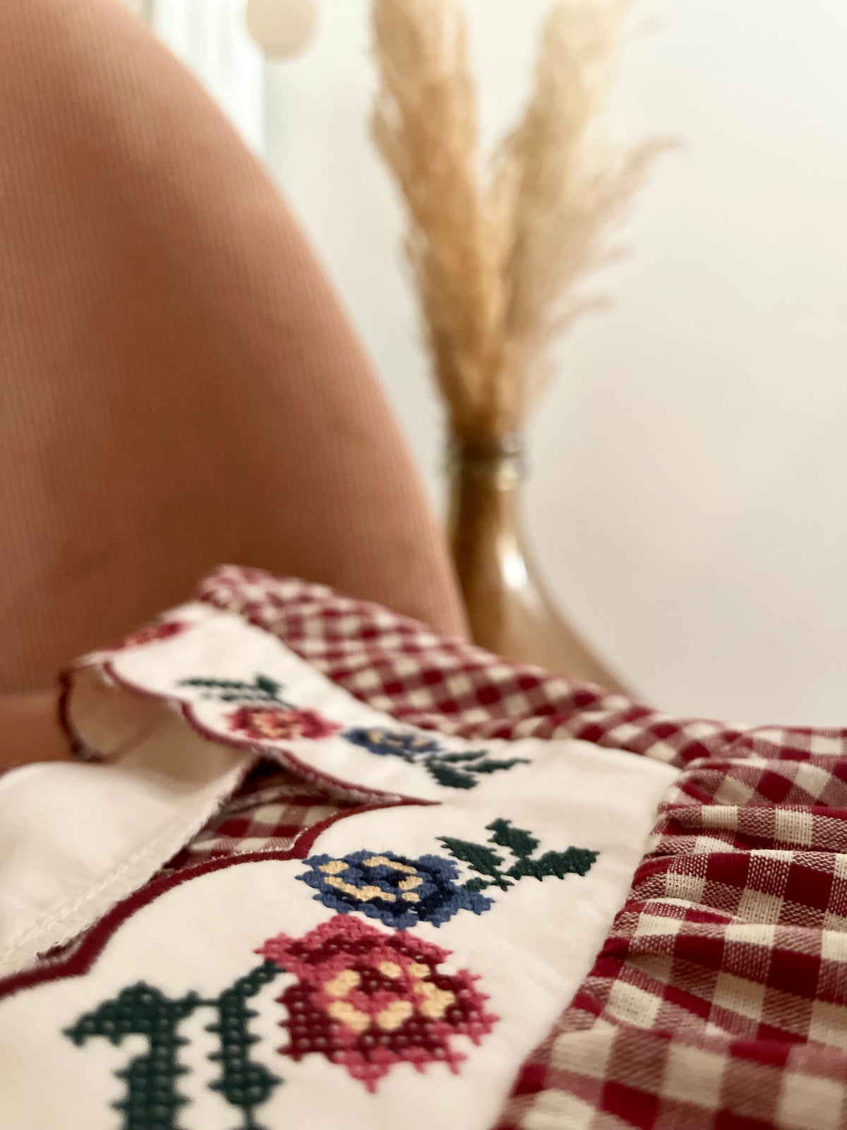 Blouse FAUSTINE vichy brodée