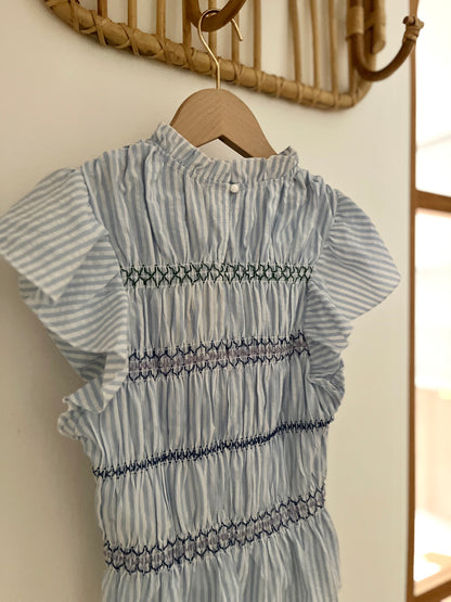 Haut ROMANE smocké bleu