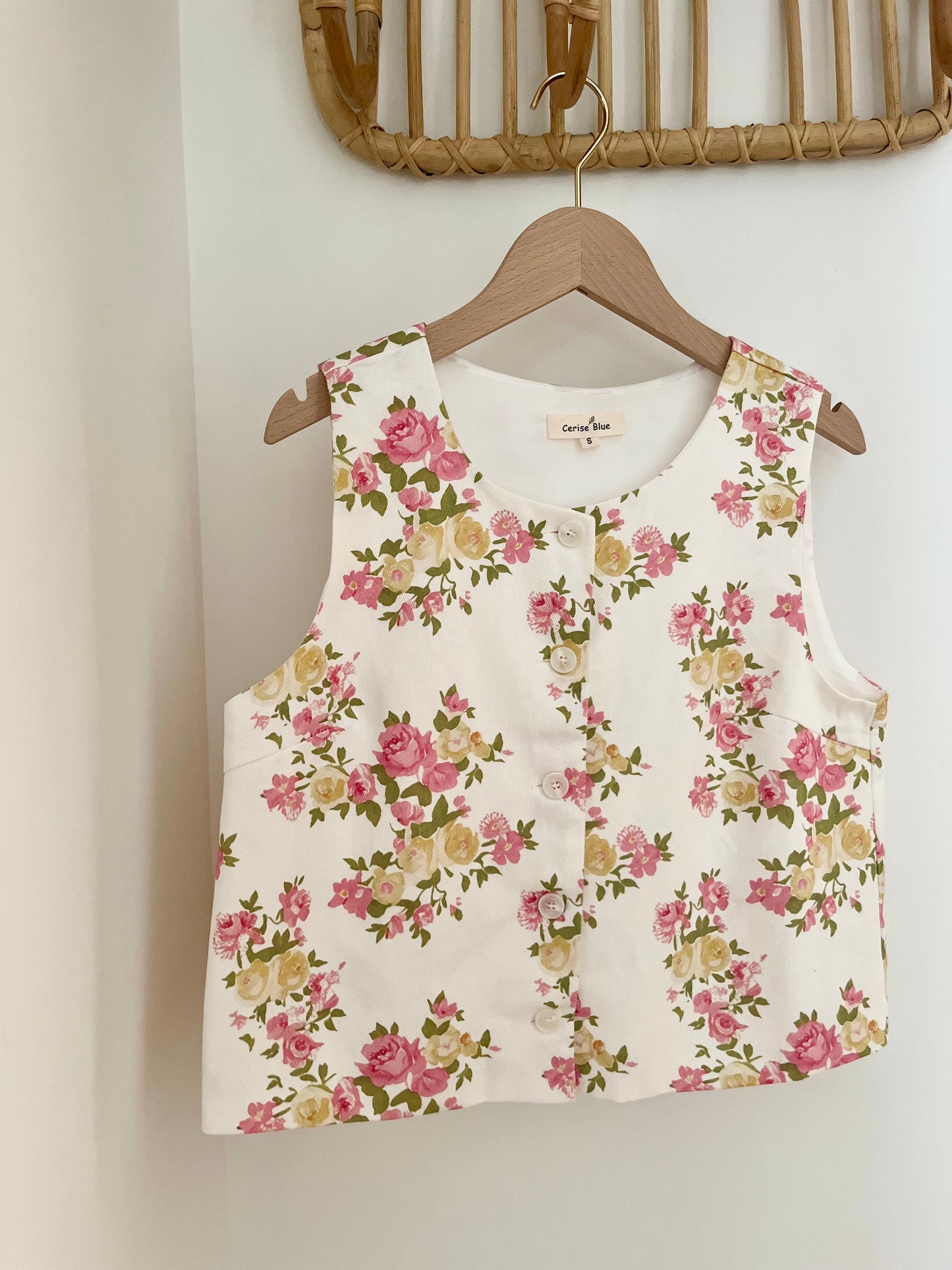Haut YVONNE fleuri rose