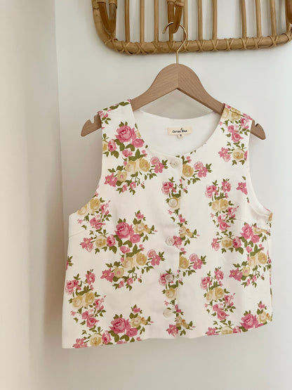 Haut YVONNE fleuri rose