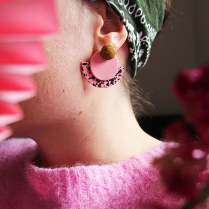 Boucles d'oreilles BABY GRAPHIQUES rose & doré