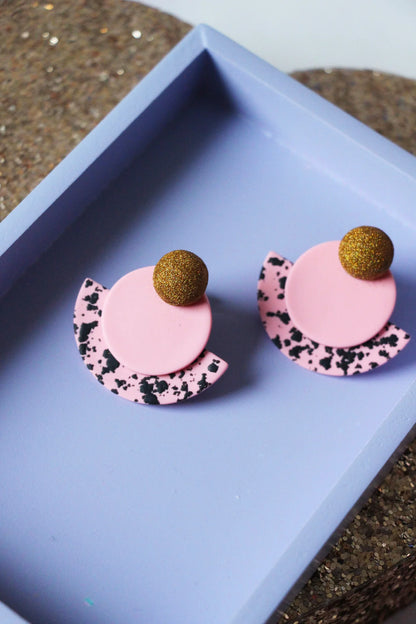 Boucles d'oreilles BABY GRAPHIQUES rose & doré